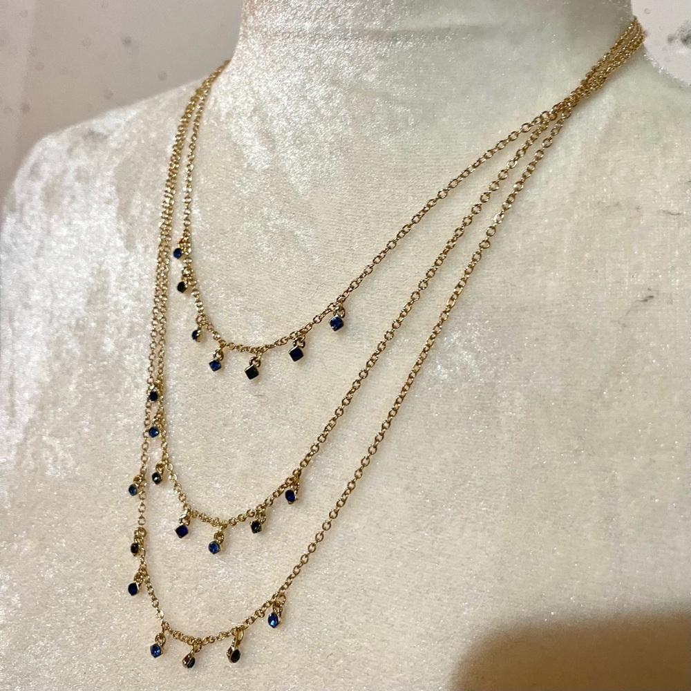 Necklace Gem Stones Green, Blue, Turquoise gold